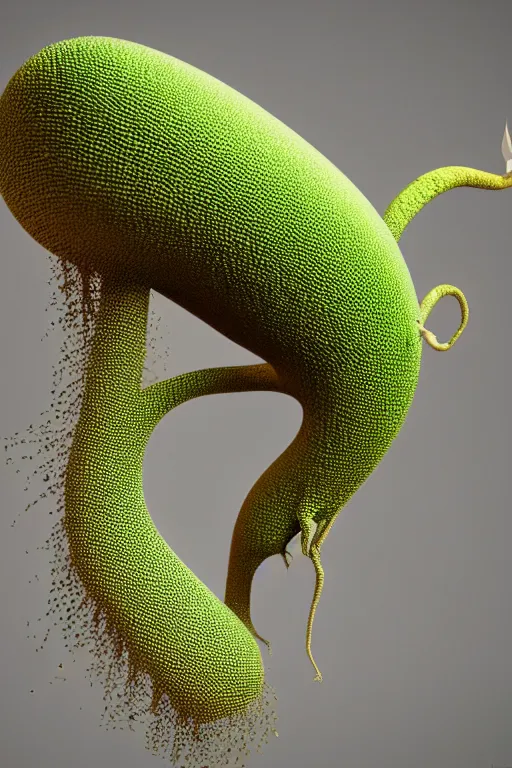 Image similar to ! dream 3 d render by daniel arsham of a long melting solid gold venus fly trap