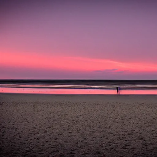 Prompt: lonely weston super mare beach with red sky and a black hole in the sky