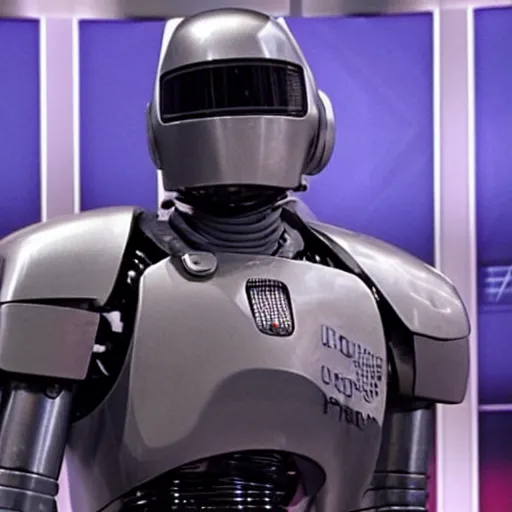 Image similar to iconic photo of robocop in presidential debate