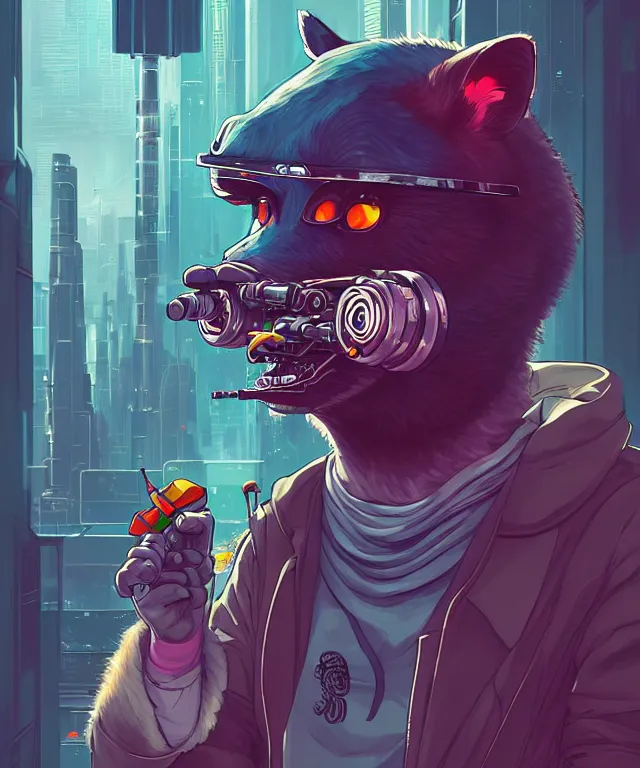 Image similar to a portrait of an anthropomorphic cyberpunk raccoon eating sushi, cyberpunk!, fantasy, elegant, digital painting, artstation, concept art, matte, sharp focus, illustration, art by josan gonzalez