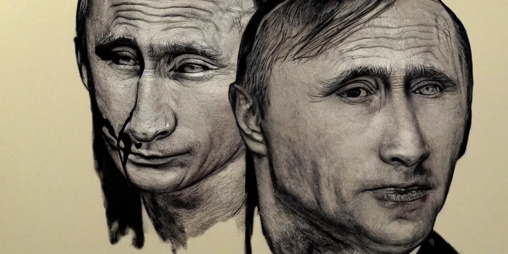 Prompt: worm - eaten portrait of vladimir putin's face, drawn in the style of ralph hursley, photorealistic, hyperdetailed
