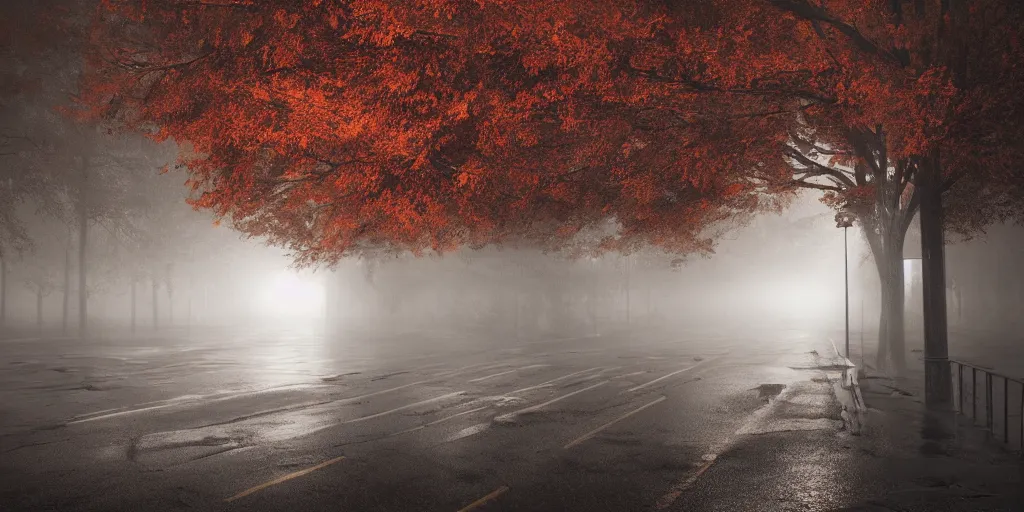 Prompt: silent hill in real life, streets, sombre, parked cars, overcast, blankets of fog pockets, rain, volumetric lighting, beautiful, night time, autumn, sharp focus, 7 0 s visuals, ultra detailed, cgsociety