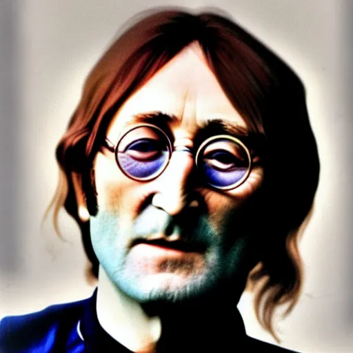 Image similar to A colored colorized real photograph of old John Lennon as an old man in his eighties with short hair in the 2010s, Old John Lennon, taken in the early 2020s, taken on a 2010s Camera, realistic, hyperrealistic, very realistic, very very realistic, highly detailed, very detailed, extremely detailed, detailed, digital art, trending on artstation, headshot and bodyshot, detailed face, very detailed face, very detailed face, real, real world, in real life, realism, HD Quality, 8k resolution, intricate details, colorized photograph, colorized photo, John Lennon as an old man with short hair, old, old man