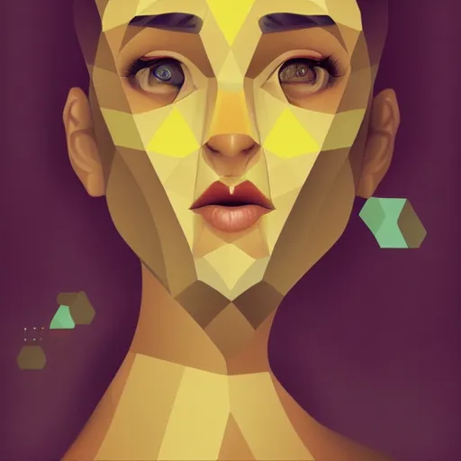 Image similar to face portrait of a woman inspired by lois van baarle, honeycomb on face, polygon