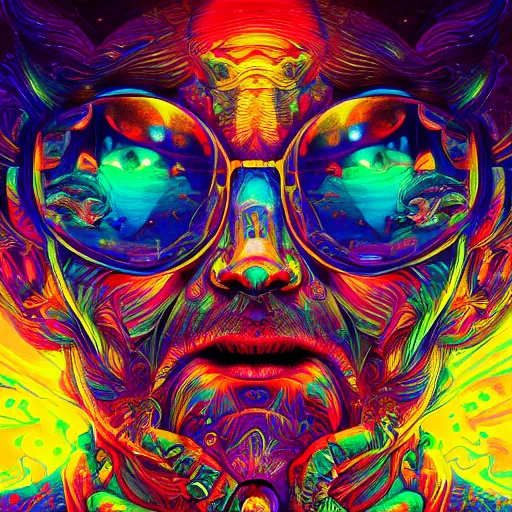 Image similar to An extremely psychedelic experience, colorful, surreal, dramatic lighting, cosmonaut, LSD, face, detailed, intricate, elegant, highly detailed, digital painting, artstation, concept art, smooth, sharp focus, illustration, art by Sam Spratt, Dan Mumford, Artem Demura and Alphonse Mucha