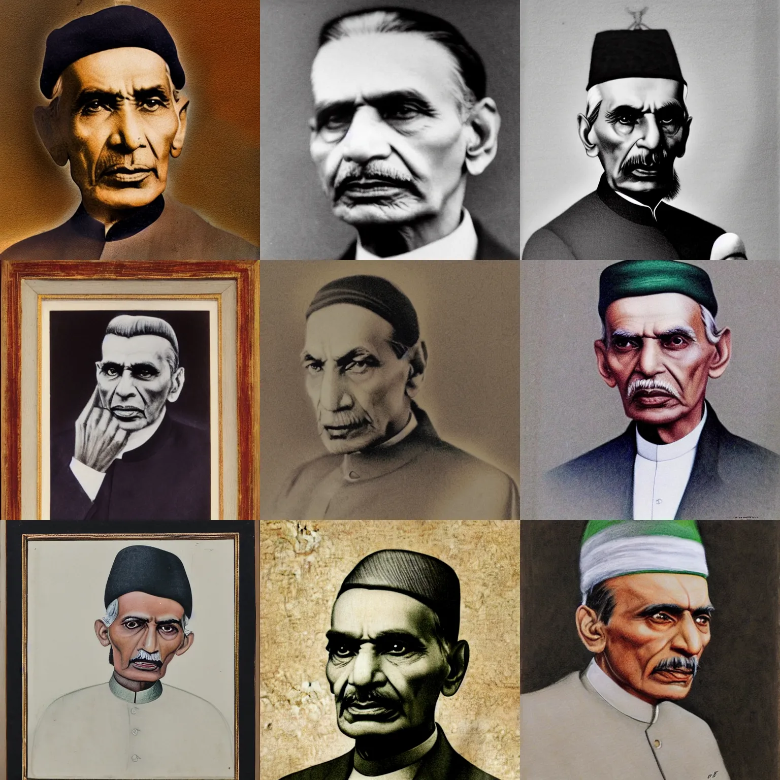 Prompt: A portrait of Quaid E Azam