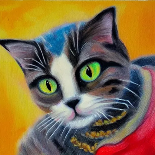 Prompt: painting of a cat in the style of lilia alvarado