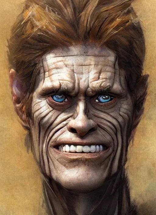 Prompt: closeup portrait biblical daemonic willem dafoe as a pixar!!! character, by mikhail vrubel, by peter elson, muted colors, extreme detail, trending on artstation, 8 k