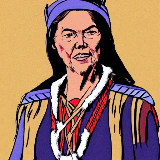 Image similar to liz warren as apache chief from superfriends,