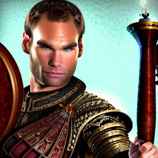 Image similar to an epic portrait of seann william scott as a bard in d & d