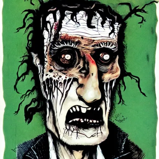 Prompt: frankenstein by ralph steadman