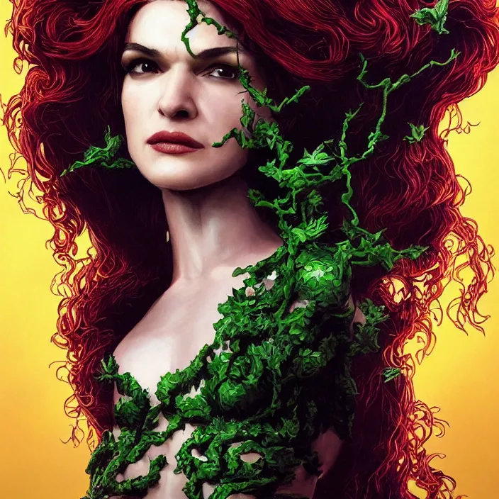 Image similar to portrait of Rachel Weisz as a Poison Ivy in Batman & Robin 1997. intricate artwork. by Tooth Wu, wlop, beeple, dan mumford. octane render, trending on artstation, greg rutkowski very coherent symmetrical artwork. cinematic, hyper realism, high detail, octane render, 8k