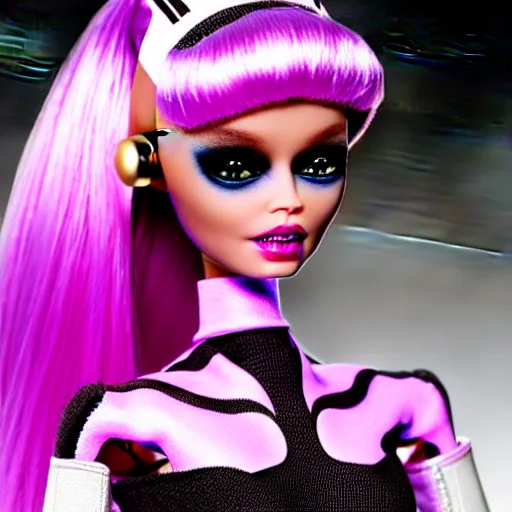 Image similar to alien barbie doll, product picture, highly detailed, intricate detail, vivid lighting, hd