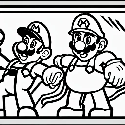 Image similar to mario manga panel, highly detailed, 8k, shading