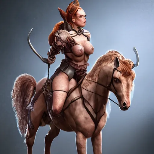 Prompt: a female DND centaur, high resolution film still, 8k, HDR colors, cosplay, studio lighting