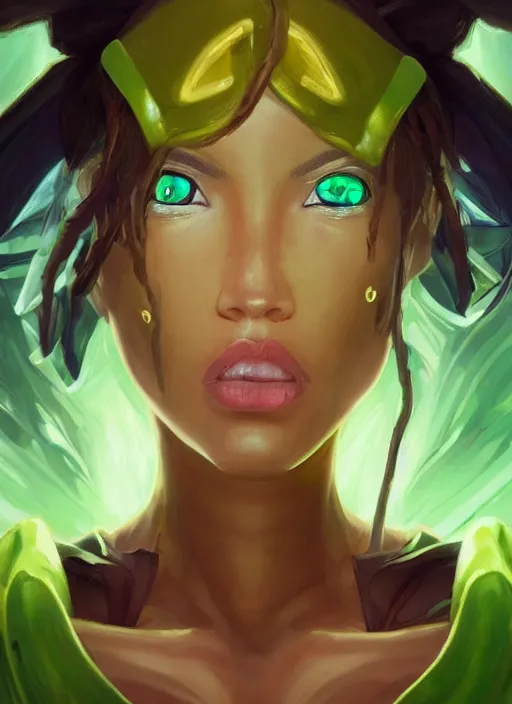 Prompt: senna from league of legends, au naturel, hyper detailed, brown skin, glowing green neon eyes, wearing white hood, digital art, trending in artstation, cinematic lighting, studio quality, smooth render, unreal engine 5 rendered, octane rendered, art style by klimt and nixeu and ian sprigger and wlop and krenz cushart