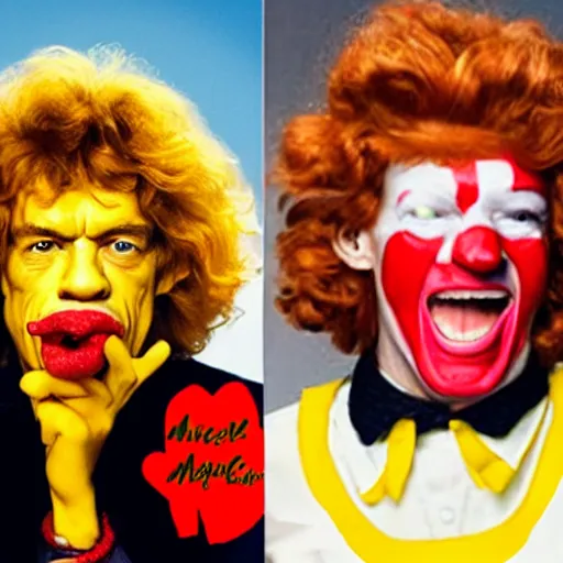 Image similar to mick jagger ronald mcdonald