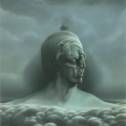 Image similar to Boreas by Zdzisław Beksiński, oil on canvas