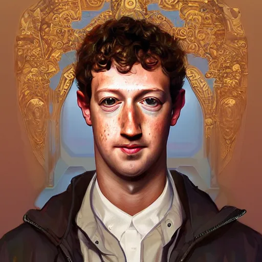 Prompt: portrait of Mark Zuckerberg as a Tony Montana, accurate, intricate, headshot, highly detailed, digital painting, artstation, concept art, sharp focus, illustration, art by artgerm and greg rutkowski and alphonse mucha