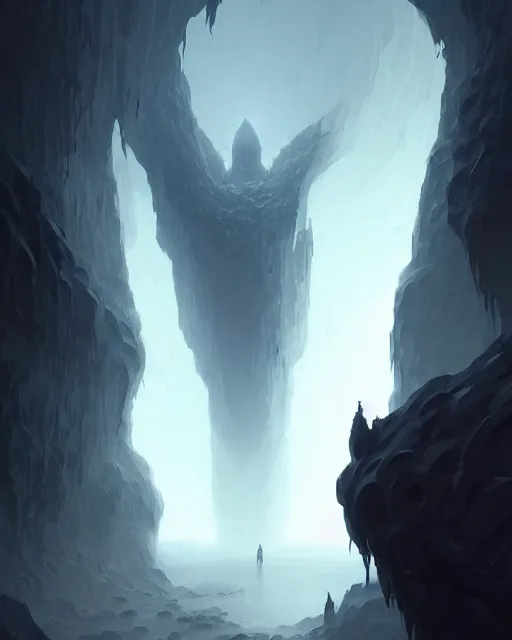 Prompt: professional concept art of a ominous floating giant in a dark cavern by artgerm and greg rutkowski ( thin white border ). an intricate, elegant, highly detailed digital painting, concept art, smooth, sharp focus, illustration, in the style of cam sykes, wayne barlowe, igor kieryluk.