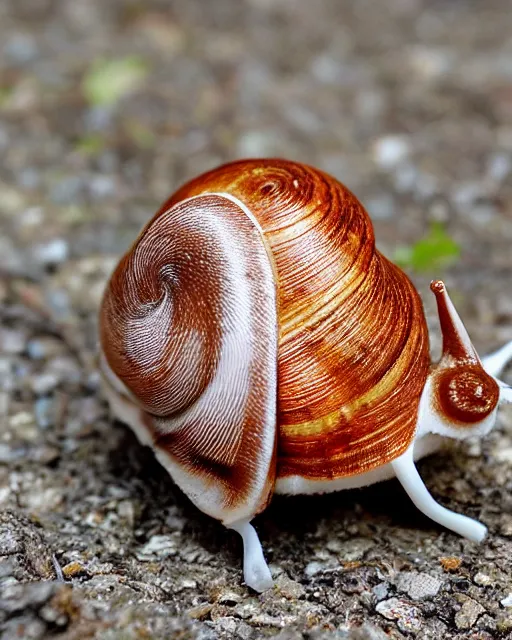 Prompt: snail rabbit, fluffy and unique, bizarre, high detail