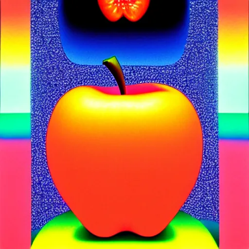 Image similar to apple by shusei nagaoka, kaws, david rudnick, airbrush on canvas, pastell colours, cell shaded, 8 k