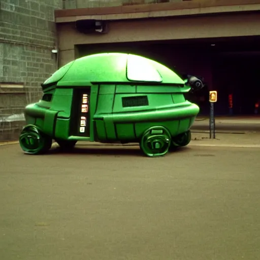 Image similar to Starbug from red dwarf tv series parked in Tesco carpark, still, photography