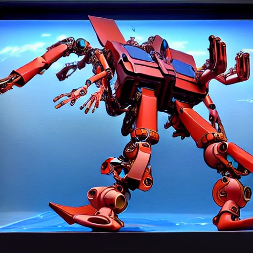 Image similar to subaquatic evangelion mecha, amphibious mobile suit by patrick woodroffe, ron mueck, carole feuerman, victo ngai