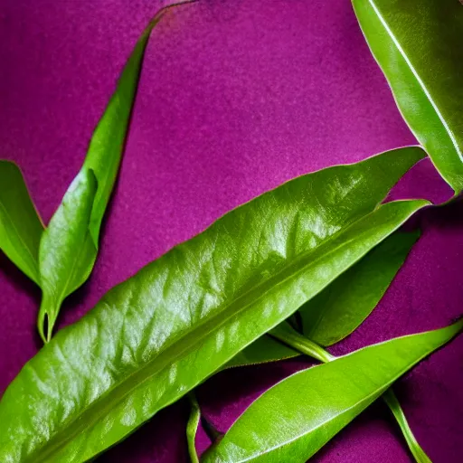 Prompt: mystical lush tea leaf flora, product shoot, studio lighting