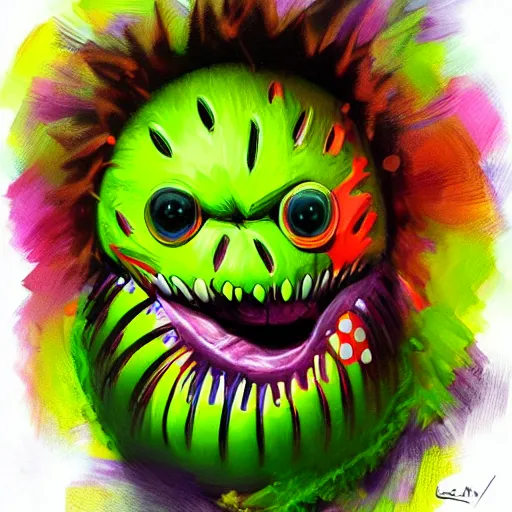 Image similar to a tennis ball monsters, colorful, digital art, fantasy, magic, chalk, trending on artstation, ultra detailed, professional illustration by basil gogos