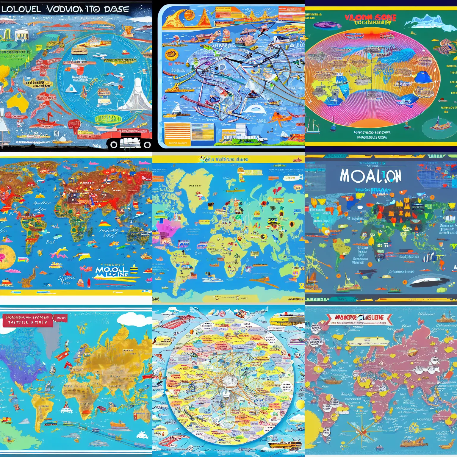 Prompt: detailed vacation travel activity map of the Moon base, colorfully illustrated