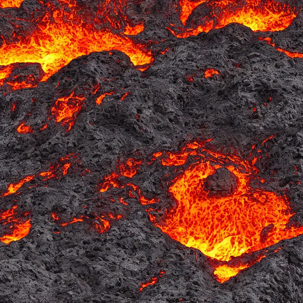 Image similar to wide angle scene of volcano caldera in the form of the punisher skull icon. punisher icon is lava lake with flowing fountains and rivers of lava. detailed, high art, intricate, artisan