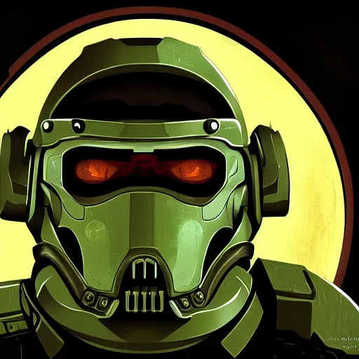 Image similar to portrait of doomguy, highly detailed, centered, digital painting