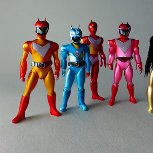 Image similar to melting power rangers action figures in abandoned dollhouse