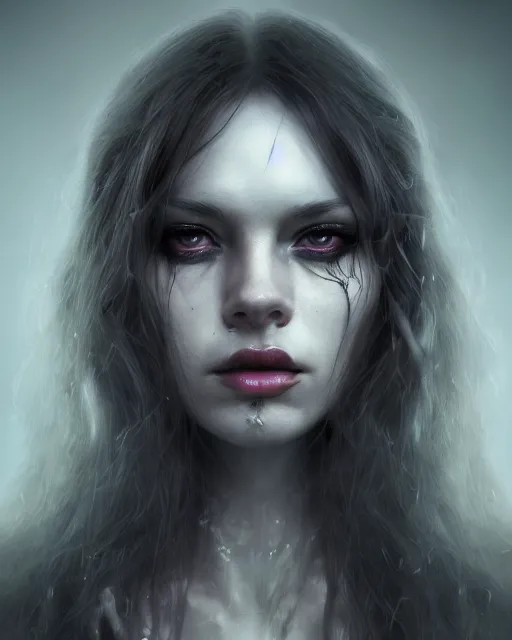Image similar to dreamy portrait of a female personification of death, ultra realistic, highly detailed, hd, sharp focus, cinematic lighting, mood lighting, realistic, photorealistic, vivid colors, painting, photograph, digital art, non blurry, sharp, artstation, concept art, smooth, illustration