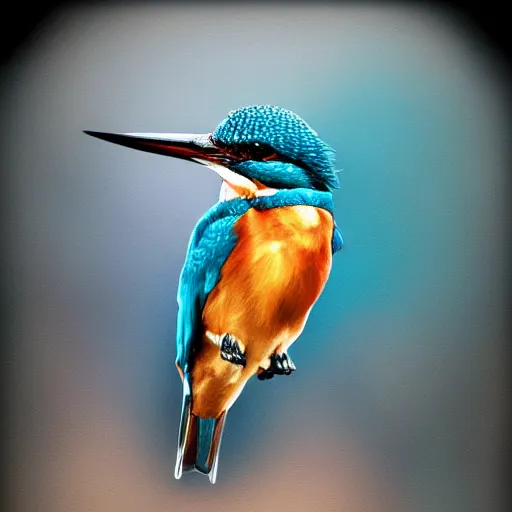 Prompt: kingfisher bird looking majestic, hyperrealistic photograph, dim volumetric lighting, extremely hyper detailed, intricate, epic composition, cinematic lighting, masterpiece, trending on artstation, stunning, hdr, smooth, sharp focus, high resolution, award, winning photo, dslr, 5 0 mm