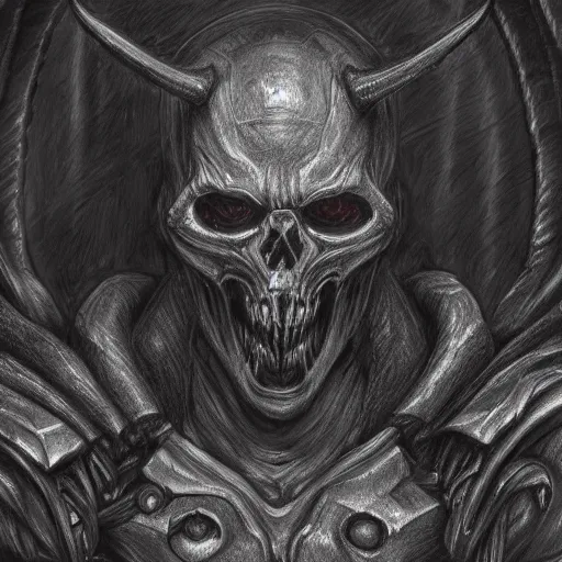 Image similar to a pencil sketch of a doom lord in hell, 4k, high detail, high-resolution photograph, professional photography, ultra-detail, sketch, drawing