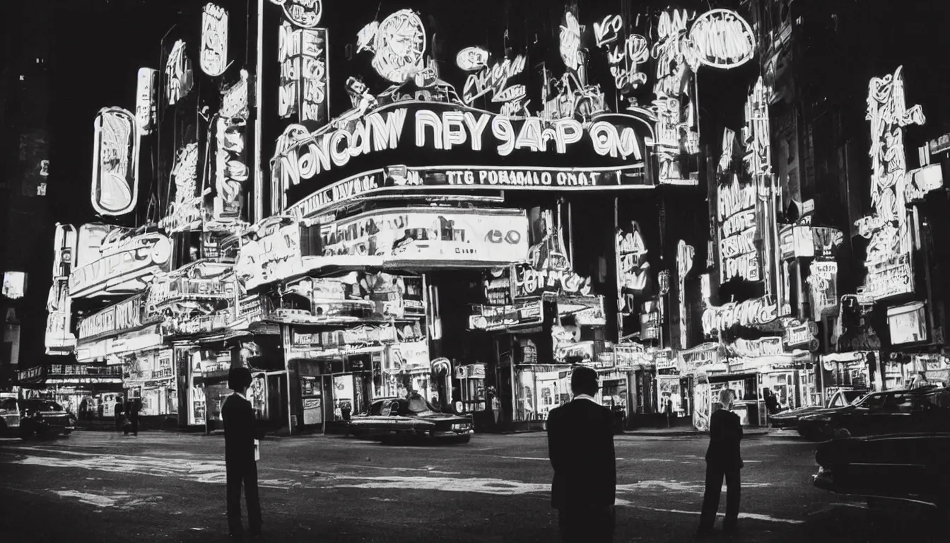 Image similar to 8 0 s polaroid photo, cinema still, tall man in suit smoking and watching new york panorama at night, neon signs, colorful haze, americana, high production value, 8 k resolution, hyperrealistic, photorealistic, high definition, high details, tehnicolor, award - winning photography, masterpiece, amazing colors