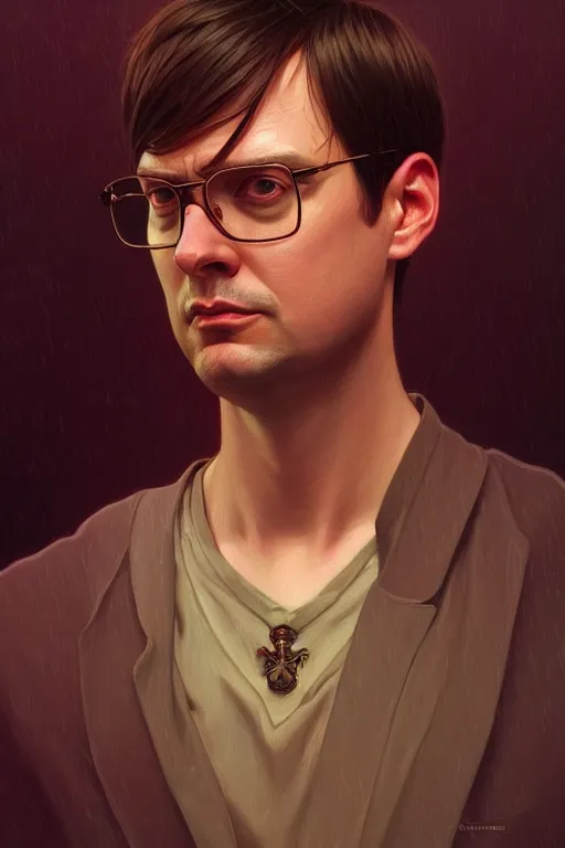 Prompt: a portrait of dwight shrute, fantasy, sharp focus, intricate, elegant, digital painting, artstation, matte, highly detailed, concept art, illustration, ambient lighting, art by ilya kuvshinov, artgerm, alphonse mucha, and greg rutkowski