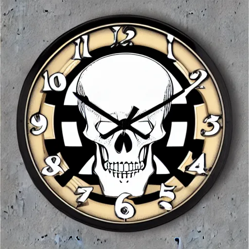 Prompt: skull clock