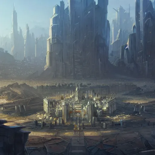 Image similar to concept art painting of an evil empires capital city with large fortress in the middle, realistic, detailed, cel shaded, in the style of makoto shinkai and greg rutkowski and james gurney