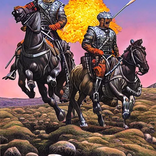 Prompt: Armstrong border reivers by Joe Jusko