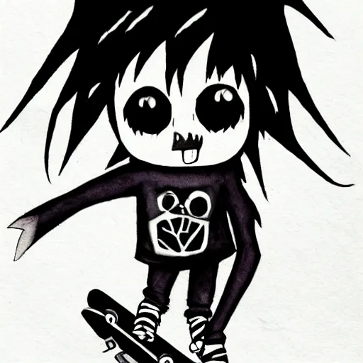 Prompt: cute emo goblin skaterboy, deviantart