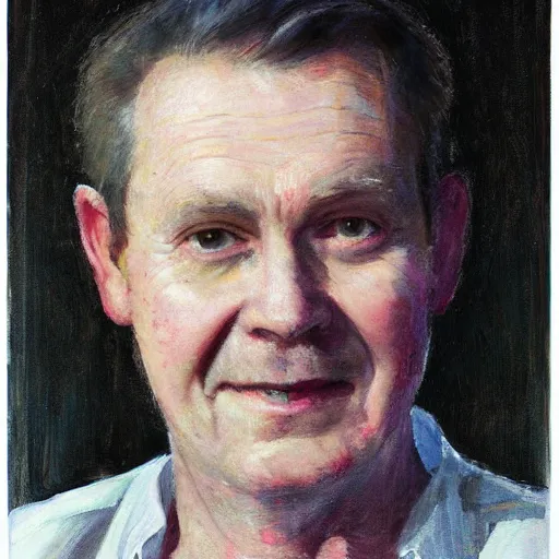 Prompt: a portrait by Stuart Pearson Wright