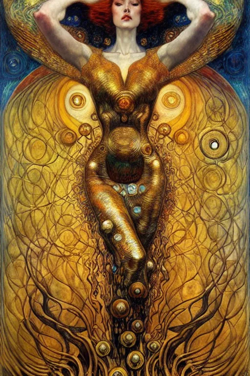 Image similar to Divine Chaos Engine by Karol Bak, Jean Delville, William Blake, Gustav Klimt, and Vincent Van Gogh, symbolist, visionary