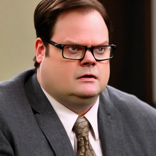 Image similar to dwight schrute pretending to be brian baumgartner