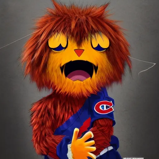 Prompt: violent anime Portrait of Youppi the Habs Montreal Canadiens Mascot as a very sad and menacing pokemon, giving the finger, flipping the crowd, highly detailed anime, nightmarish high evolution, 1993, legendary, smooth, sharp focus, dynamic lighting, intricate, trending on ArtStation, shiny Youppi as suprised pikachu, illustration pokemon, art by WLOP