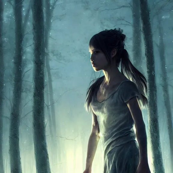 Prompt: a girl from final fantasy live action, movie still from the walking dead, evocative, mystical night, sharp focus, very very very very detailed, award winning, masterpiece digital painting by greg rutkowski, alex grey, marc adamus, beautiful dramatic lighting, artstation, 4 k wallpaper, style by peter deligdisch, peterdraws