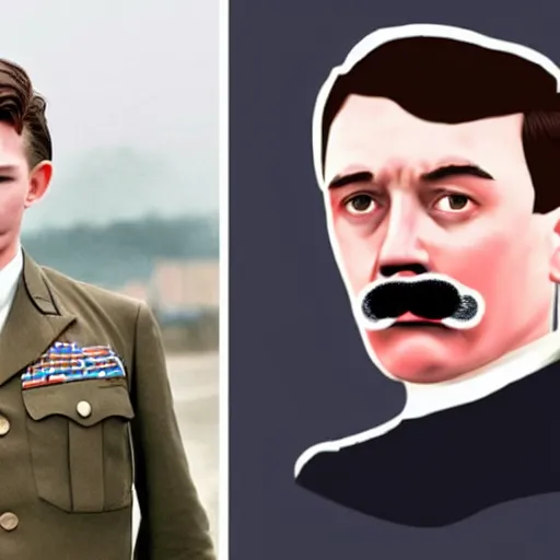 Image similar to tom holland as adolf hitler with short rectangular mustache