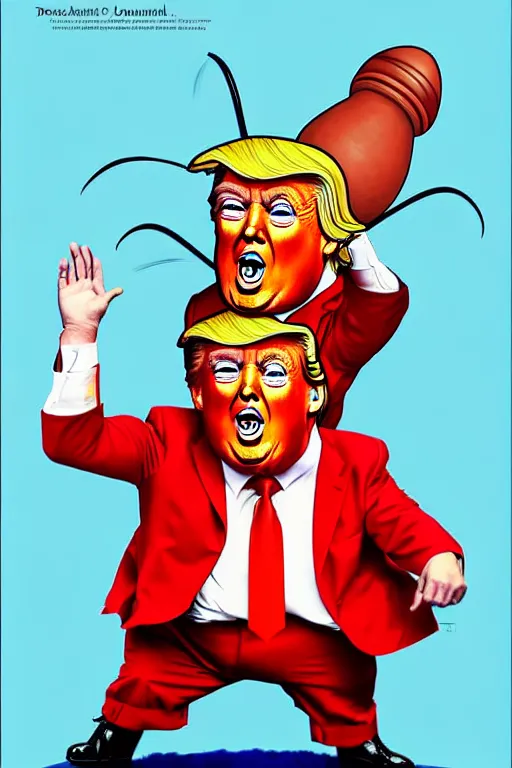 Image similar to donald trump as an oompa loompa, in the style of kim jung gi